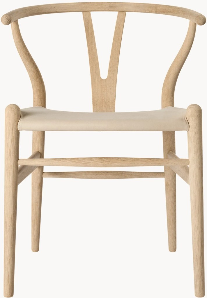 Sedia con braccioli in pelle CH24P