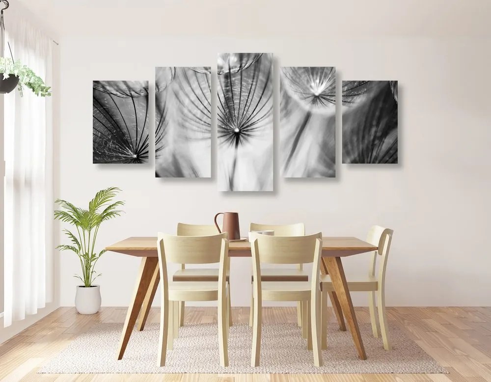 Quadri 5 pezzi – Soffione in bianco e nero