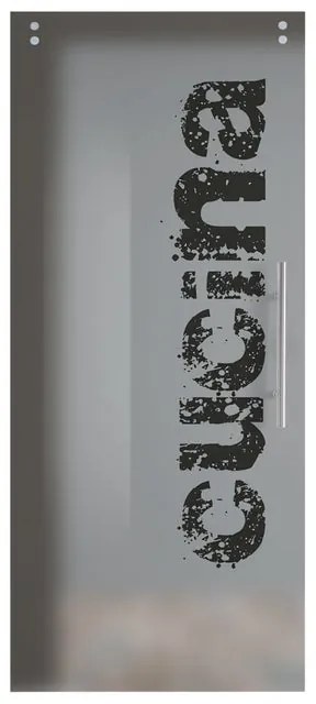 Anta per porta scorrevole esterno muro Cucina in vetro nero serigrafato, L 88 x H 215 cm spessore 10 mm, apertura sinistra