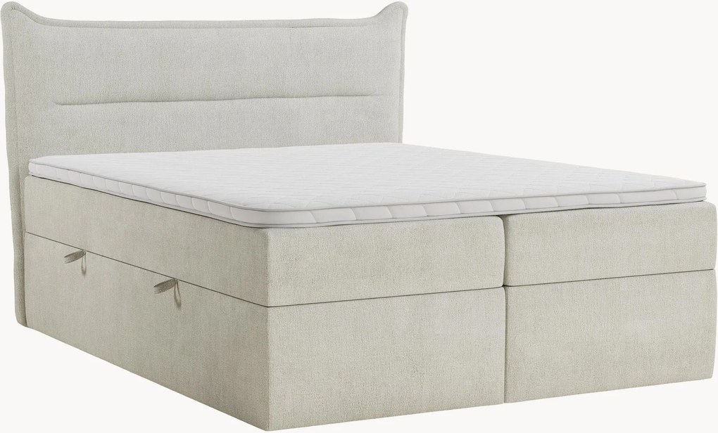 Letto boxspring in ciniglia fatto a mano con contenitore Rialta, H3