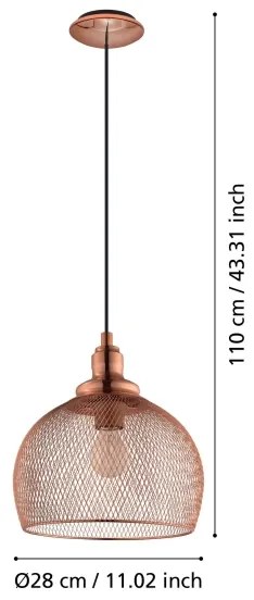 Eglo 49738 - Lampada a sospensione STRAITON 1xE27/60W