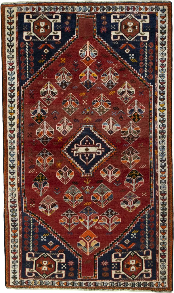 Shiraz Tappeto 210x120 Rosso (Iran) Annodato A Mano