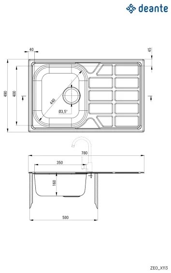 Deante ZEO_0113 - Lavello della cucina SOUL 49x78 cm raso