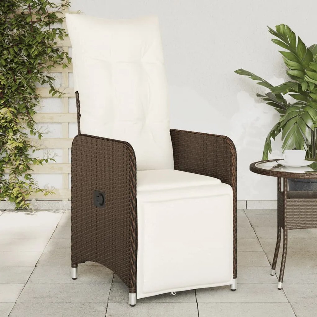 Sedie reclinabili giardino 2pz con cuscini marrone polyrattan