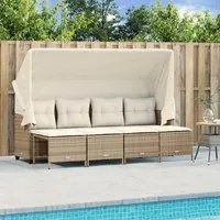 Set Divano da Giardino 5 pz con Cuscini Beige in Polyrattan 3261543