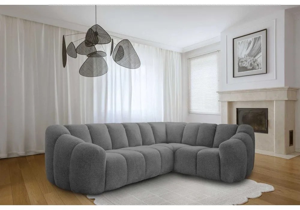 Divano angolare grigio (con penisola a destra/a L) Shell – Miuform