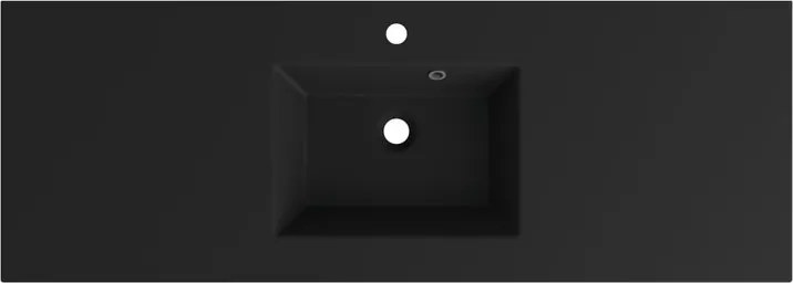 Lavabo a incasso rettangolare vasca centrale Neo L 136 x H 11.2 x P 48.5 cm in composito minerale di resina gelificata nero opaco