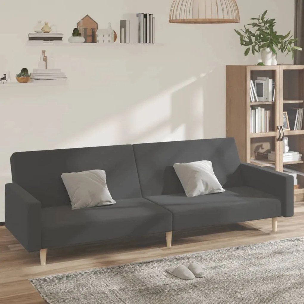 Divano Letto A 2 Posti Grigio Scuro İn Tessuto /