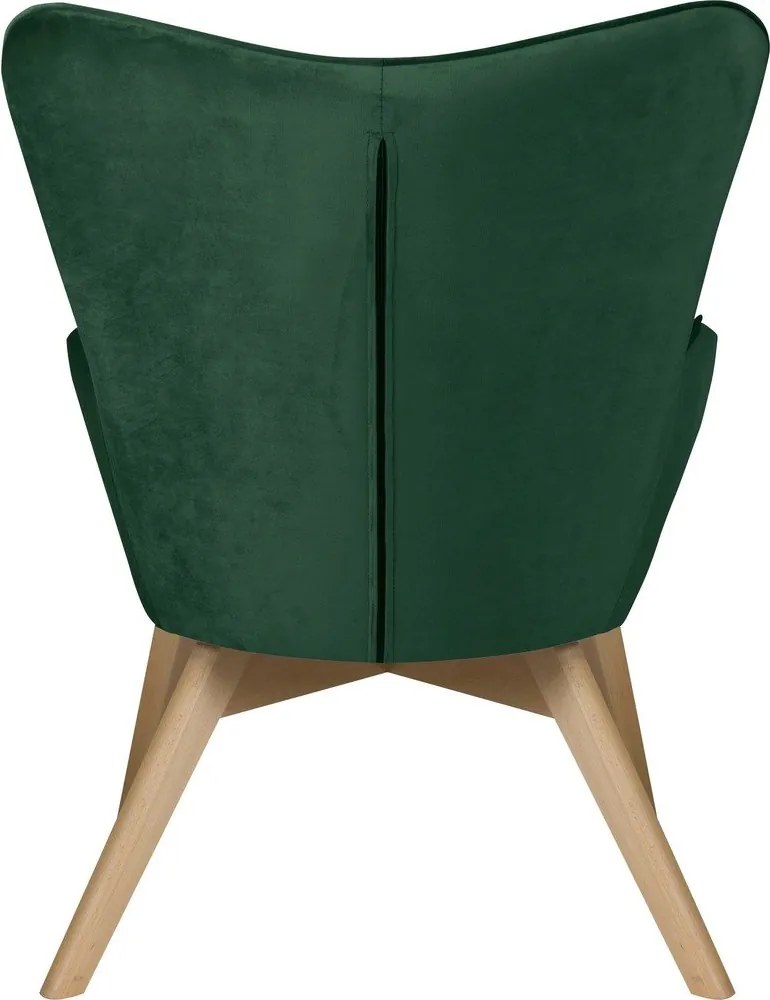 Poltrona con poggiapiedi verde scuro con rivestimento in velluto Niko – Ropez