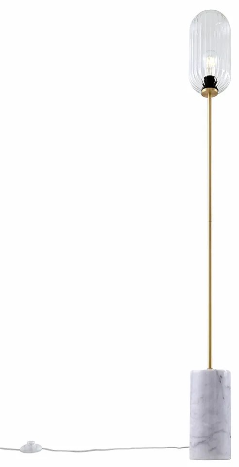 Lampada da terra Art Déco in ottone con vetro trasparente - Rid