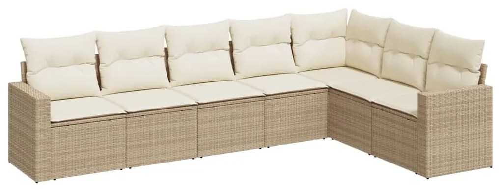 Set divani da giardino 7 pz con cuscini beige in polyrattan