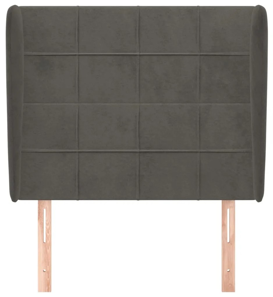 Testiera ad orecchio grigioscuro 103x23x118/128cm in velluto