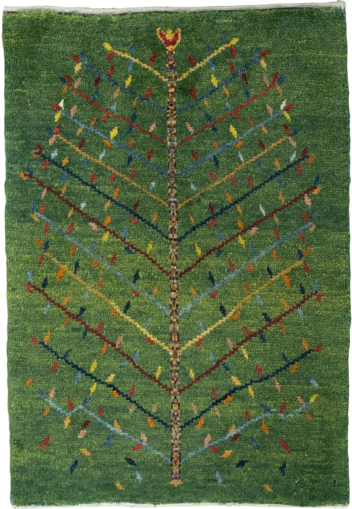 Gabbeh Tappeto persiano 90 x 60 Verde (Iran) Annodato A Mano