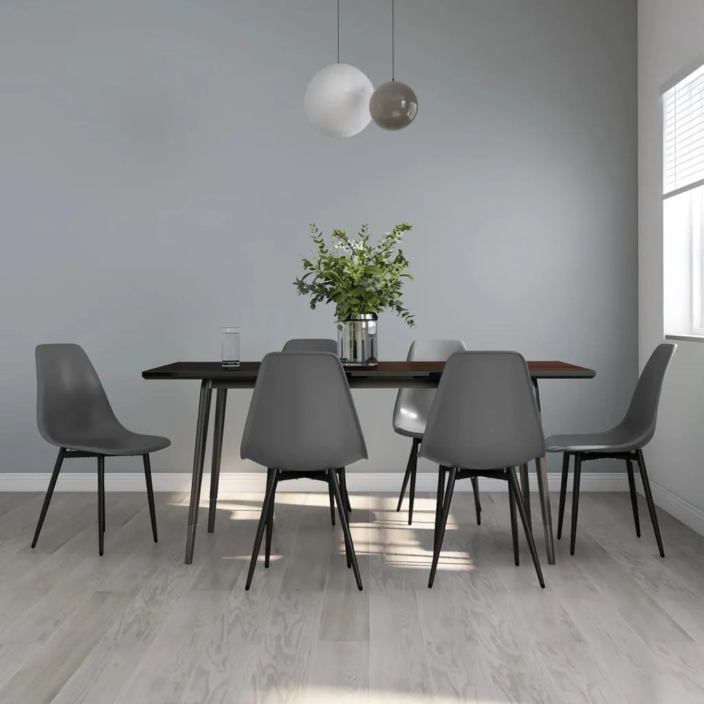 Sedie Da Pranzo 6 Pz Grigie İn Pp /