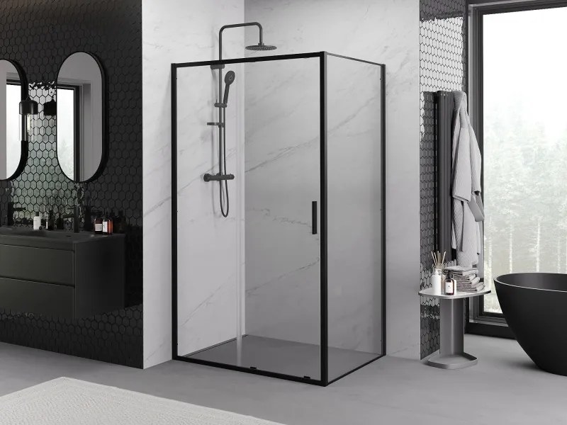 Mexen Exo-S cabina doccia scorrevole 120 x 90 cm, trasparente, nera - 8151-120-090-70-00