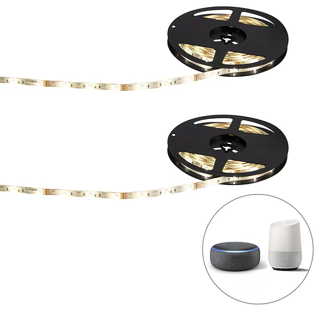 Set di 2 strisce LED intelligenti RGBW 5 metri 24W con driver