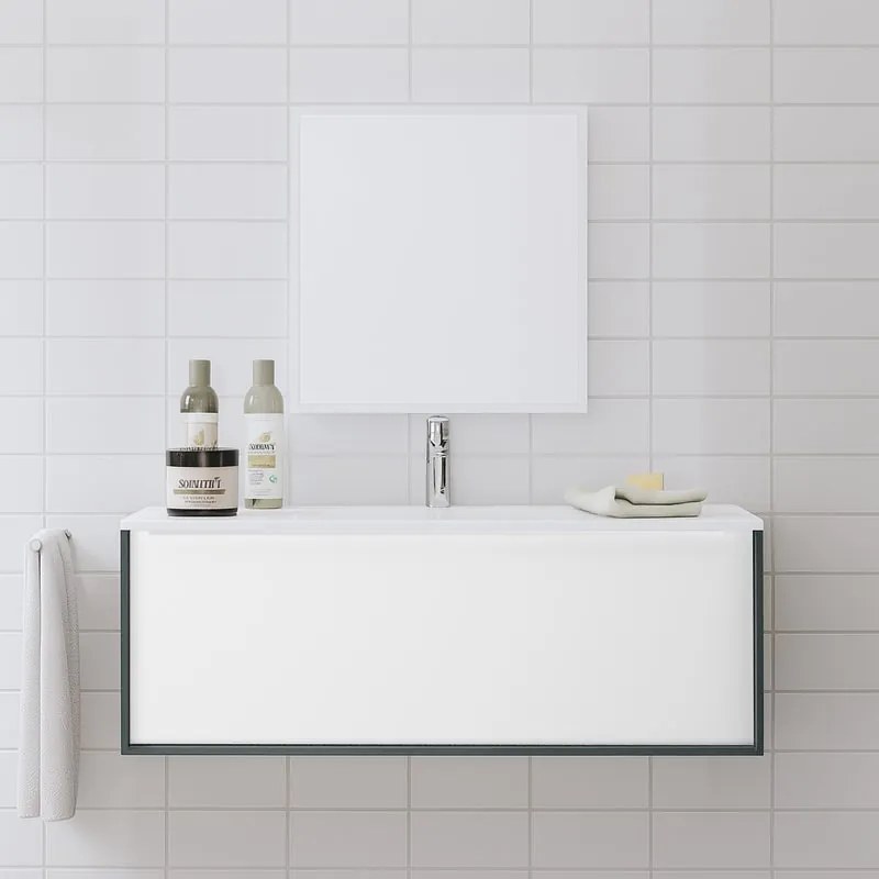 Mobile bagno con lavabo L 90 x H 32 x P 48 cm grigio scuro per vasca centrale Neo