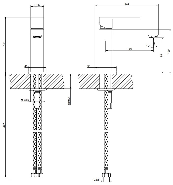 Miscelatore lavabo senza scarico cromo rettangolo 20002 gessi