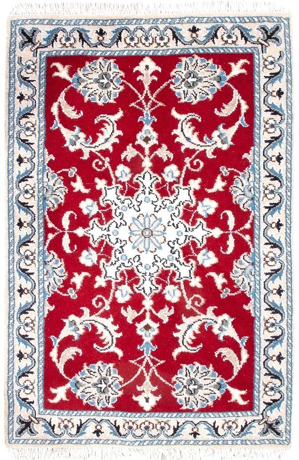 Nain Tappeto persiano 90x60 Rosso (Iran) Annodato A Mano