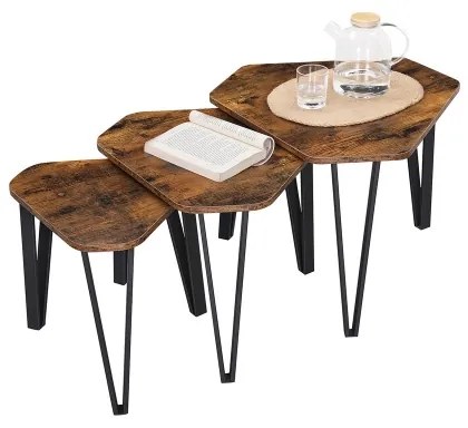 Set di 3 tavolini d'appoggio ELDUR, marrone/nero