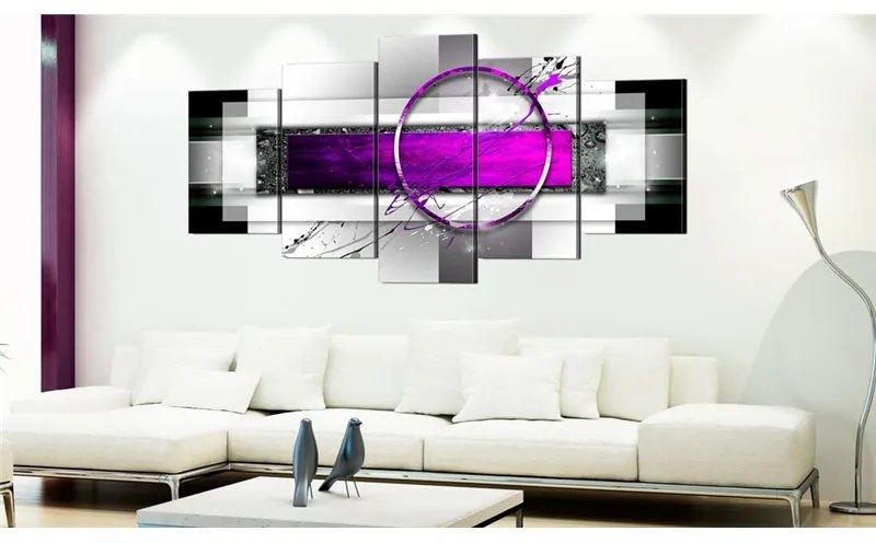 Quadro Cerchio di viola  Colore bianco e nero, Dimensioni e Misure 100x50