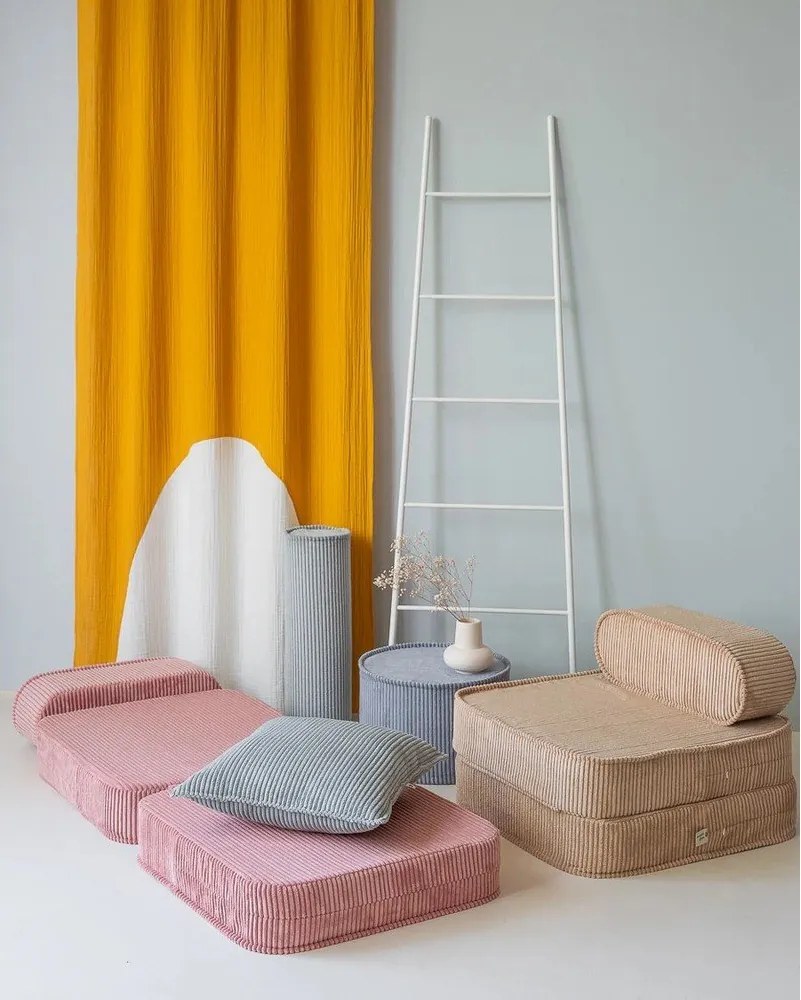 Cuscino per divano da bambini color menta con rivestimento in velluto a coste Block – Wigiwama