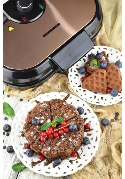 Heinner HWF-1000CR - Piastra per waffle 1000W/230V nera/rosa oro