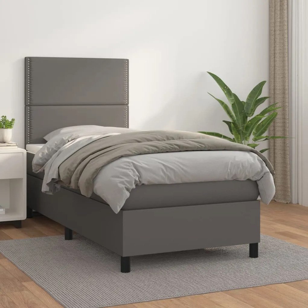 Giroletto A Molle Con Materasso Grgio 80x200 Cm İn Similpelle /