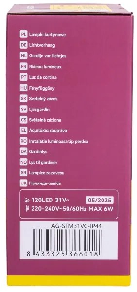 Aigostar - Catena luminosa LED natalizia da esterno 120xLED/6W/230V/8 funzioni 3x0,6m IP44 bianco caldo con telecomando