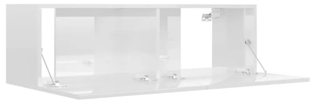 Mobile Porta TV Bianco Lucido 100x30x30 cm in Legno Multistrato
