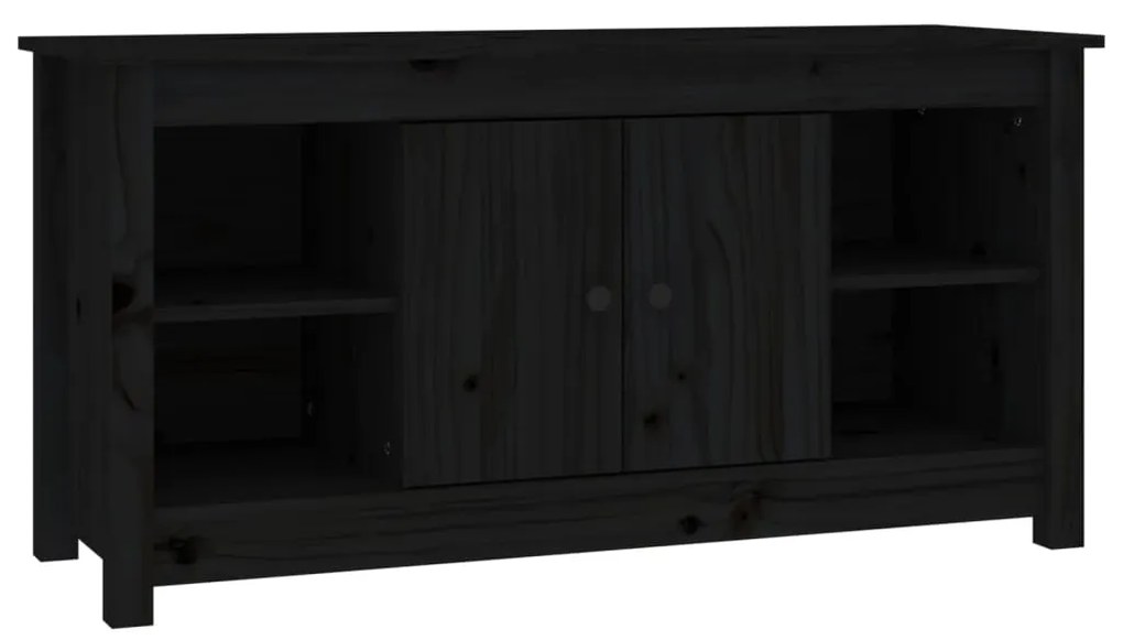 Mobile porta tv nero 103x36,5x52 cm in legno massello di pino