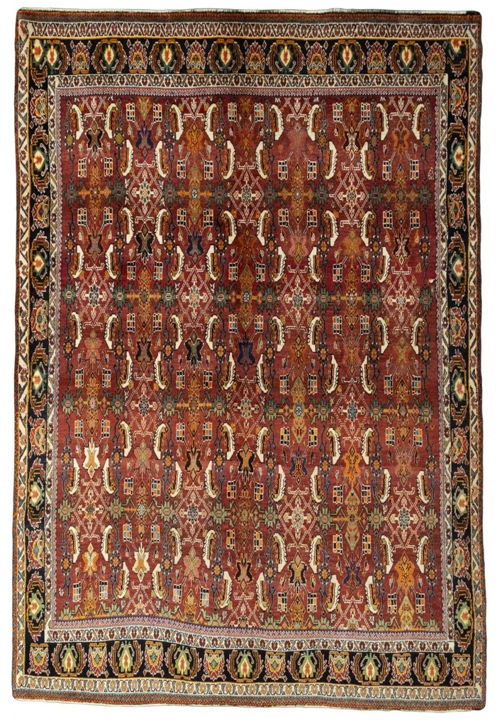 Shiraz Tappeto 290x200 Rosso (Iran) Annodato A Mano