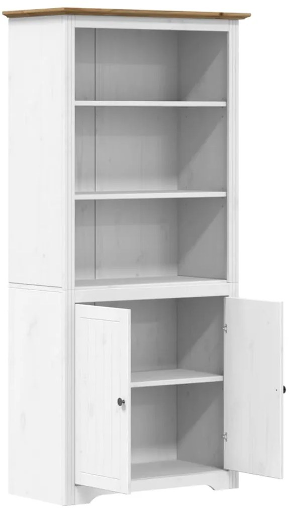 Libreria BODO 80x40x172 cm Legno Massello Pino Bianco e Marrone