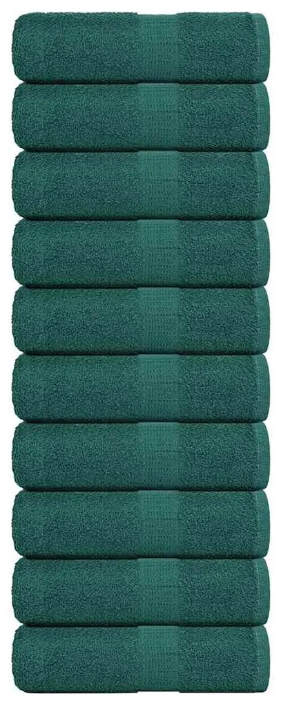 Asciugamani Ospiti 10 Pz Verde 30x50 Cm 360 G/m² 100% Cotone /