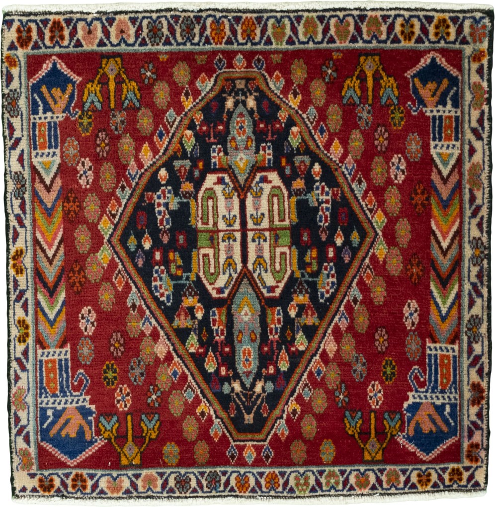 Shiraz Tappeto 70 x 70 Rosso (Iran) Annodato A Mano