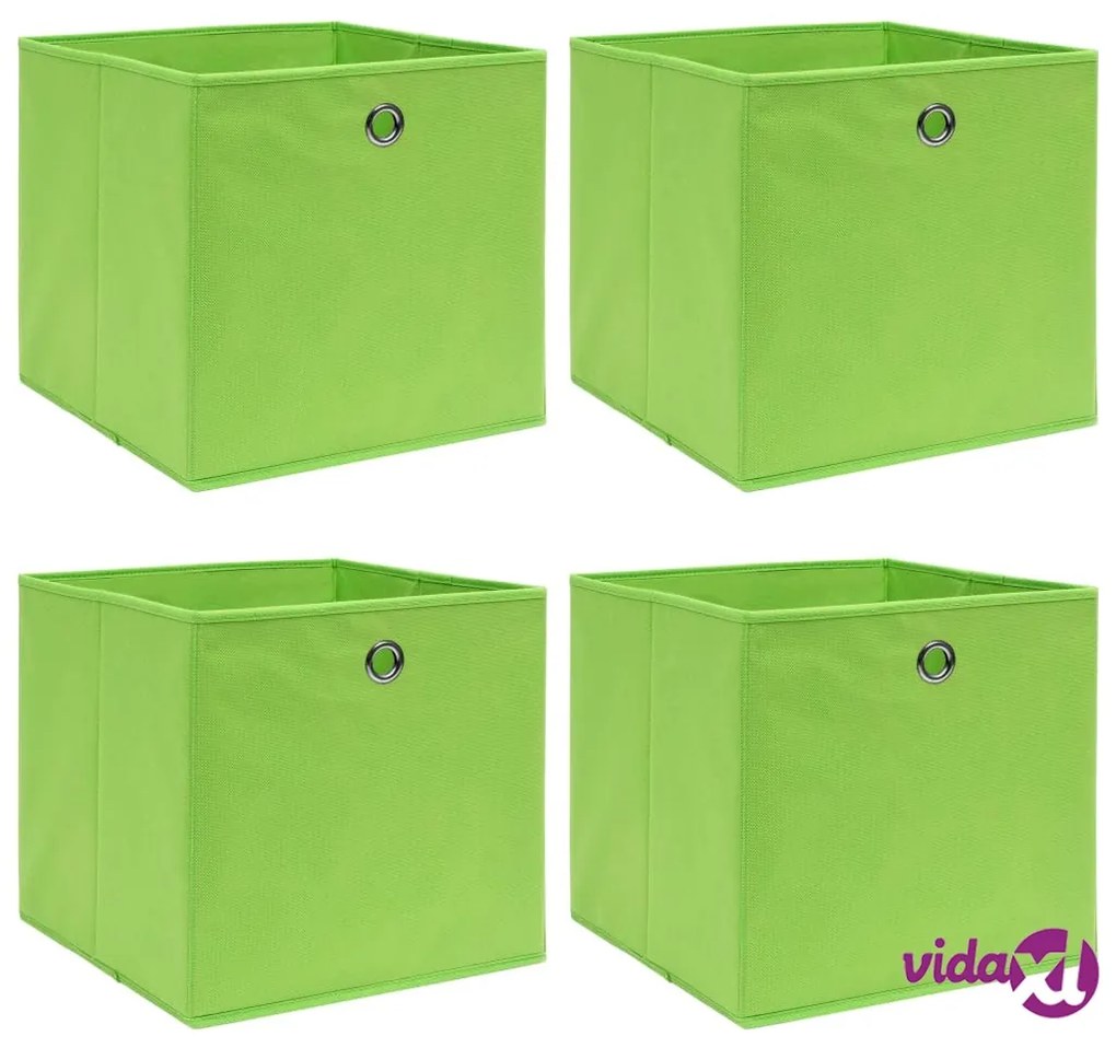 vidaXL Scatole Portaoggetti 4pz Verdi 32x32x32 cm Tessuto
