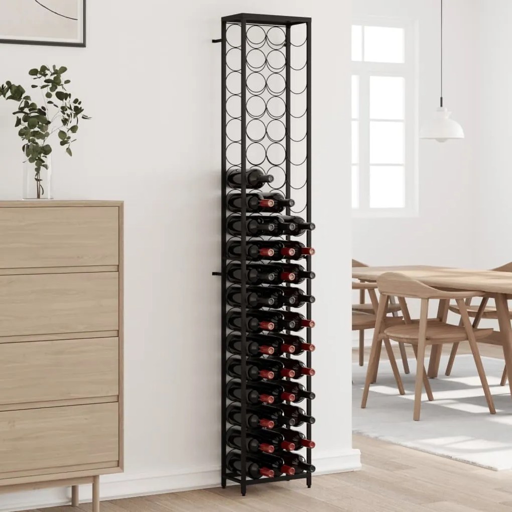 Portavini Da 57 Bottiglie Nero 34x18x200cm İn Ferro Battuto /