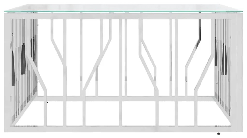 Tavolino da salotto 80x80x40 cm in acciaio inox e vetro