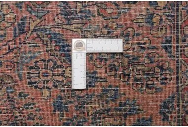 Antik Medaglione Floreale Rosso Ruggine Blu Scuro 92x200 Cm