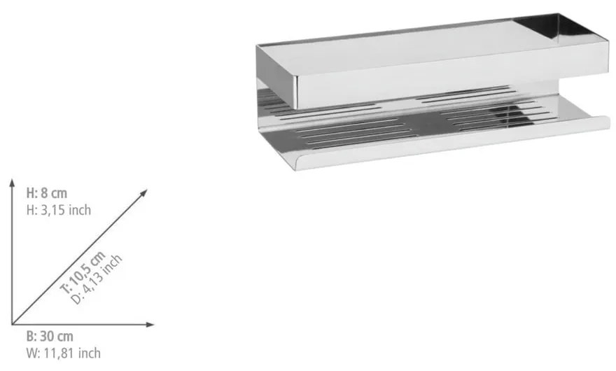 Mensola da bagno autoportante in acciaio inossidabile in argento lucido Genova - Wenko