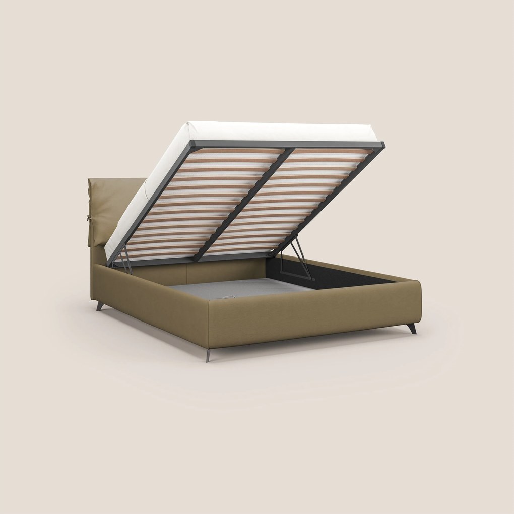 Susan letto imbottito contenitore completamente sfoderabile in microfibra smacchiabile T11 beige