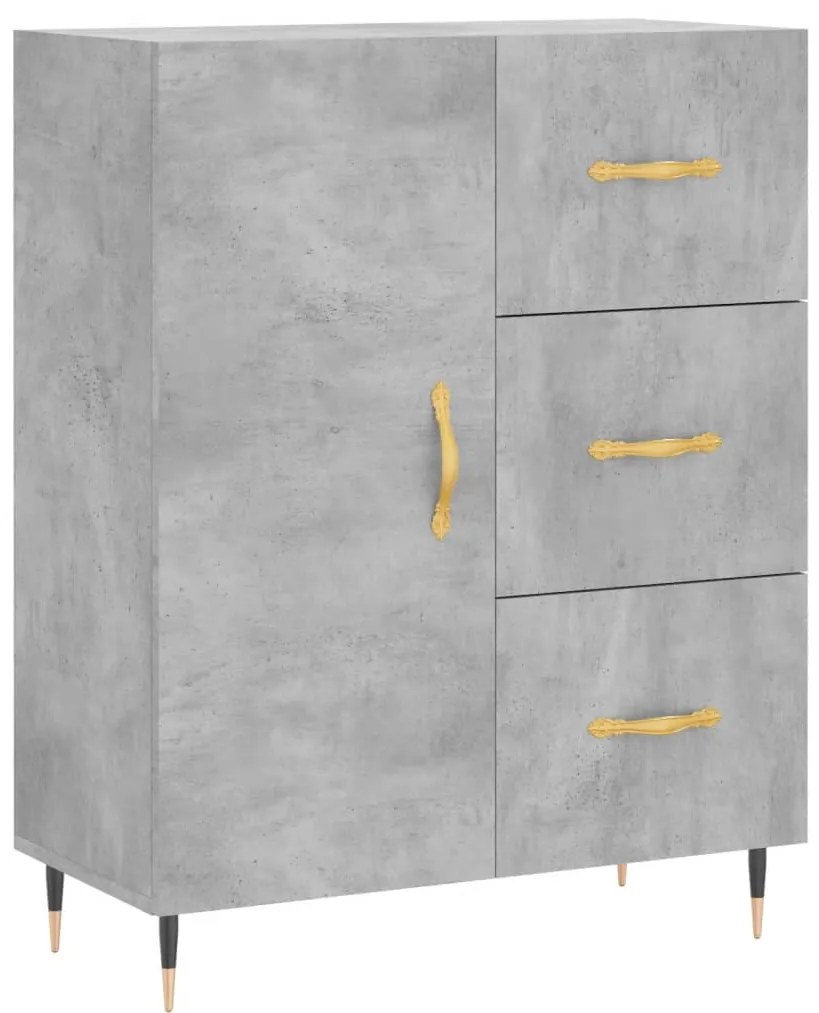 Credenza grigio cemento 69,5x34x90 cm in legno multistrato