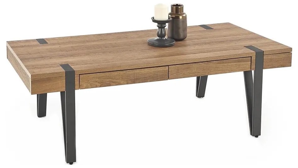 Tavolino TULUZA 41x120 cm oro noce/nero