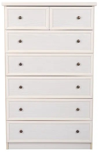 Cassettiera 6 cassetti in legno 80x125h cm patinata Panna