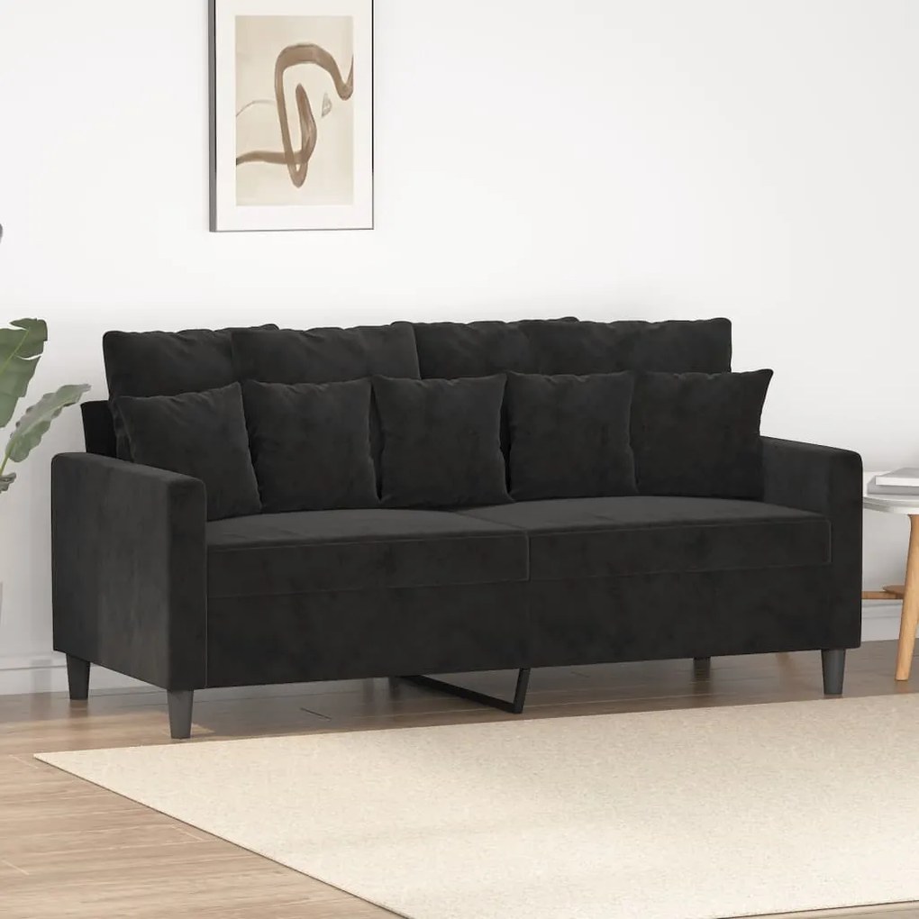 Divano A 2 Posti Nero 140 Cm İn Velluto /