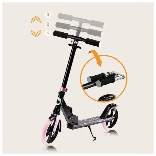 Lionelo - Monopattino per bambini LUCA nero/rosa