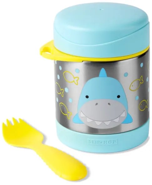 Skip Hop - Contenitore termico per alimenti con cucchiaio/forchetta ZOO 325 ml squalo