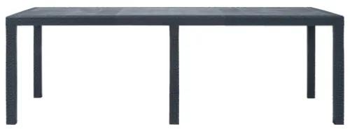 Tavolo da Giardino Antracite 220x90x72 cm Plastica Stile Rattan