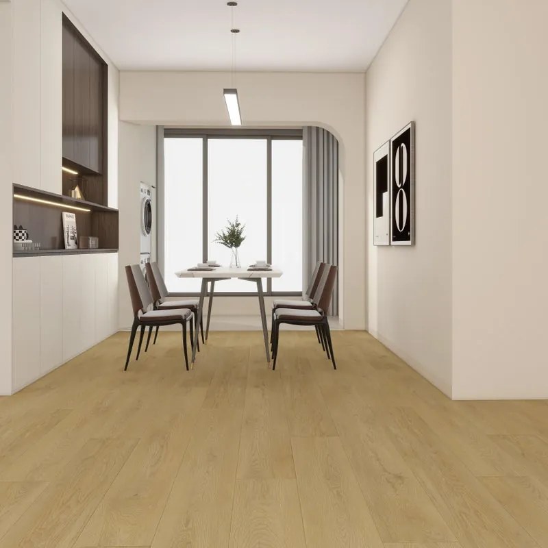 Pavimento SPC passaggio intenso Barcellona rovere chiaro Sp 5.5 mm con sottopavimento integrato 2.514 m²