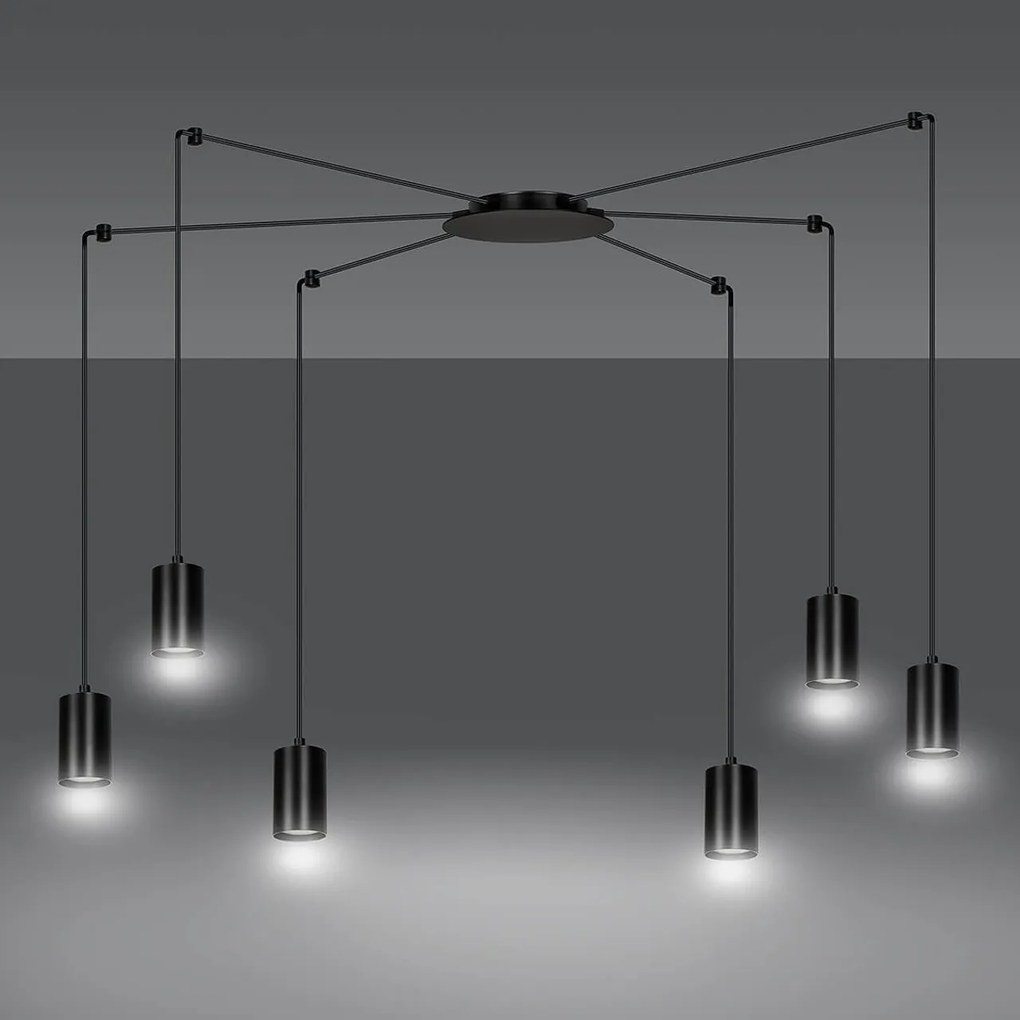 Lampadario a Sospensione in Acciaio TRAKER 6 BLACK e WHITE